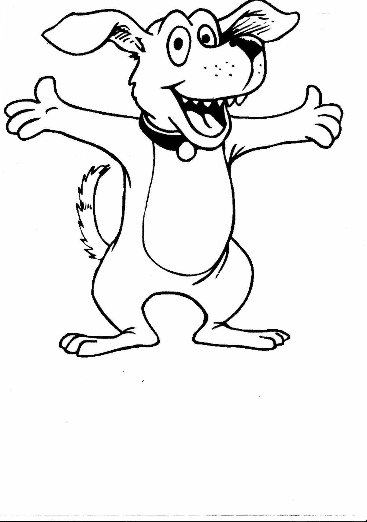 Bright cartoon dog coloring book