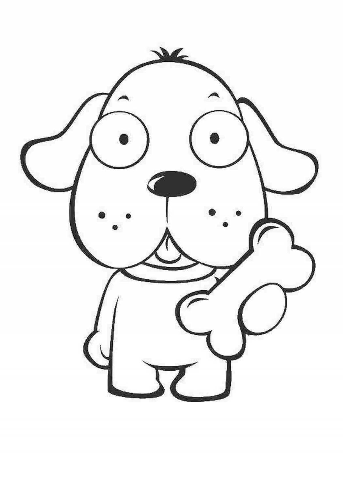 Coloring book excited cartoon dog