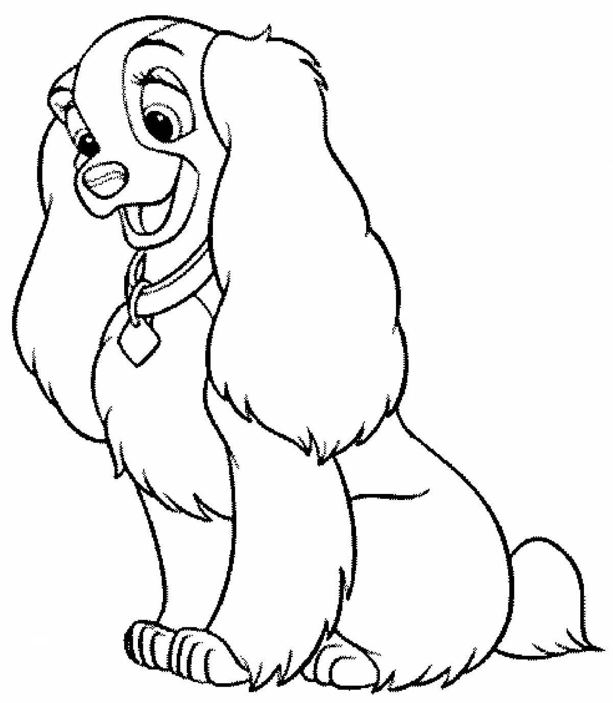 Energetic cartoon dog coloring book