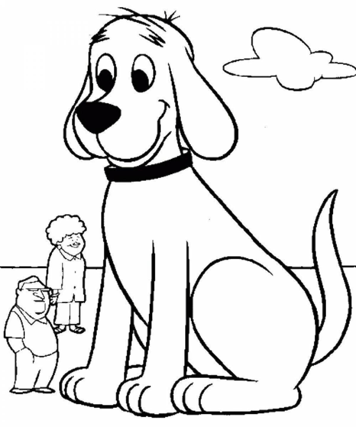 Coloring book affectionate cartoon dog