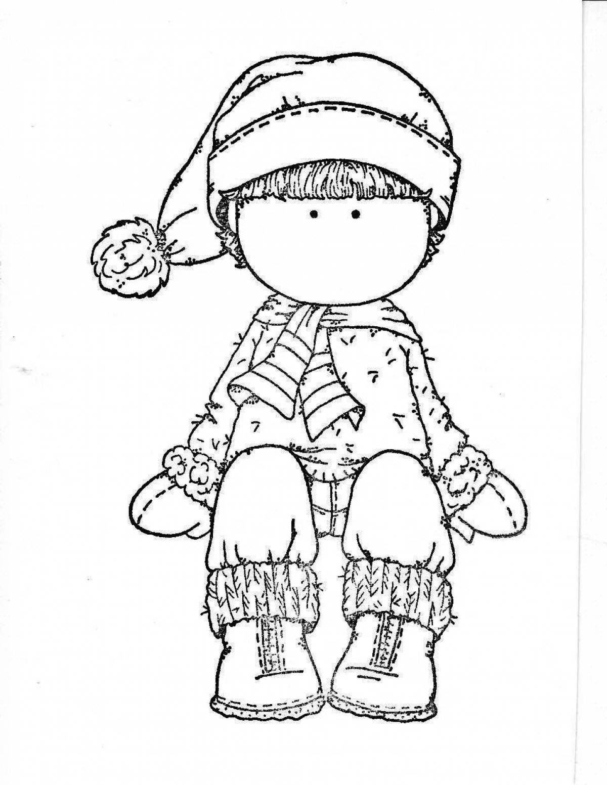 Amazing tilda doll coloring page