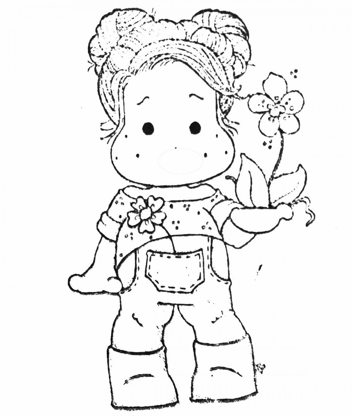 Tilda glamor doll coloring page