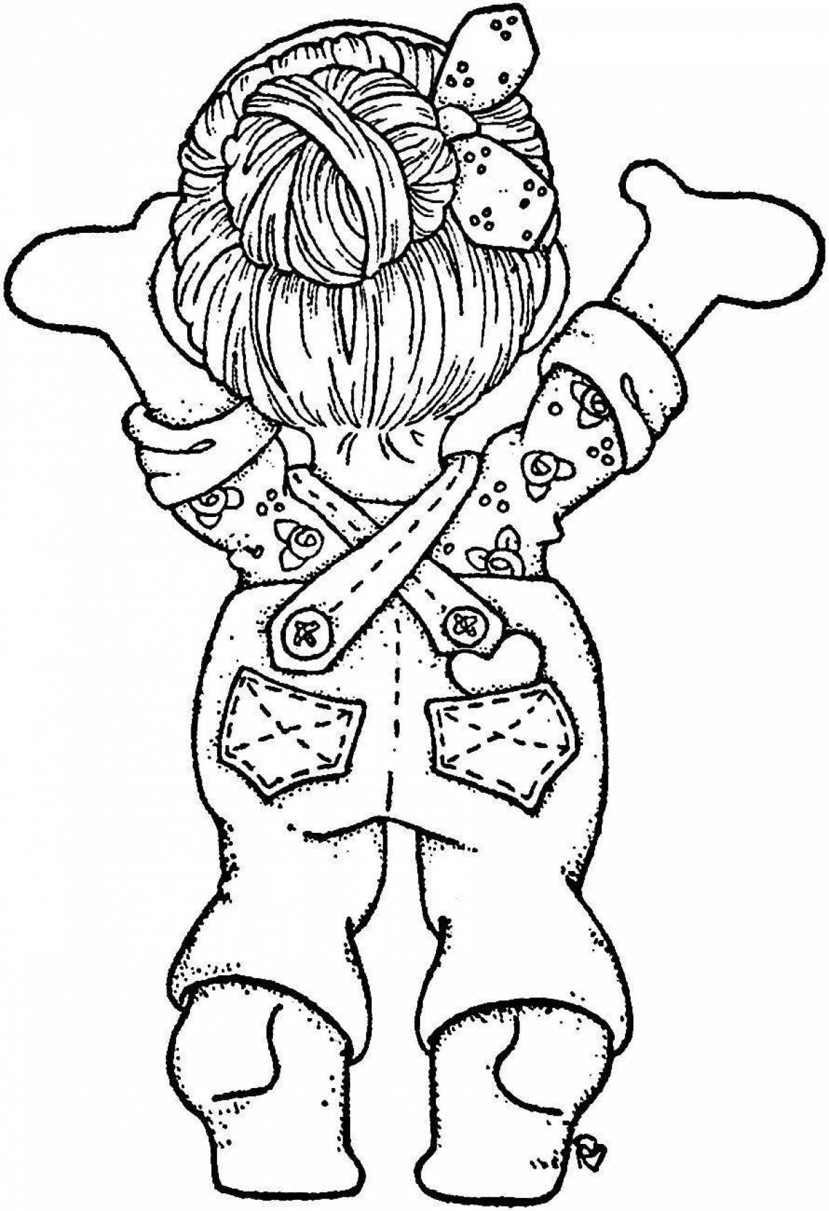 Coloring page graceful tilda doll