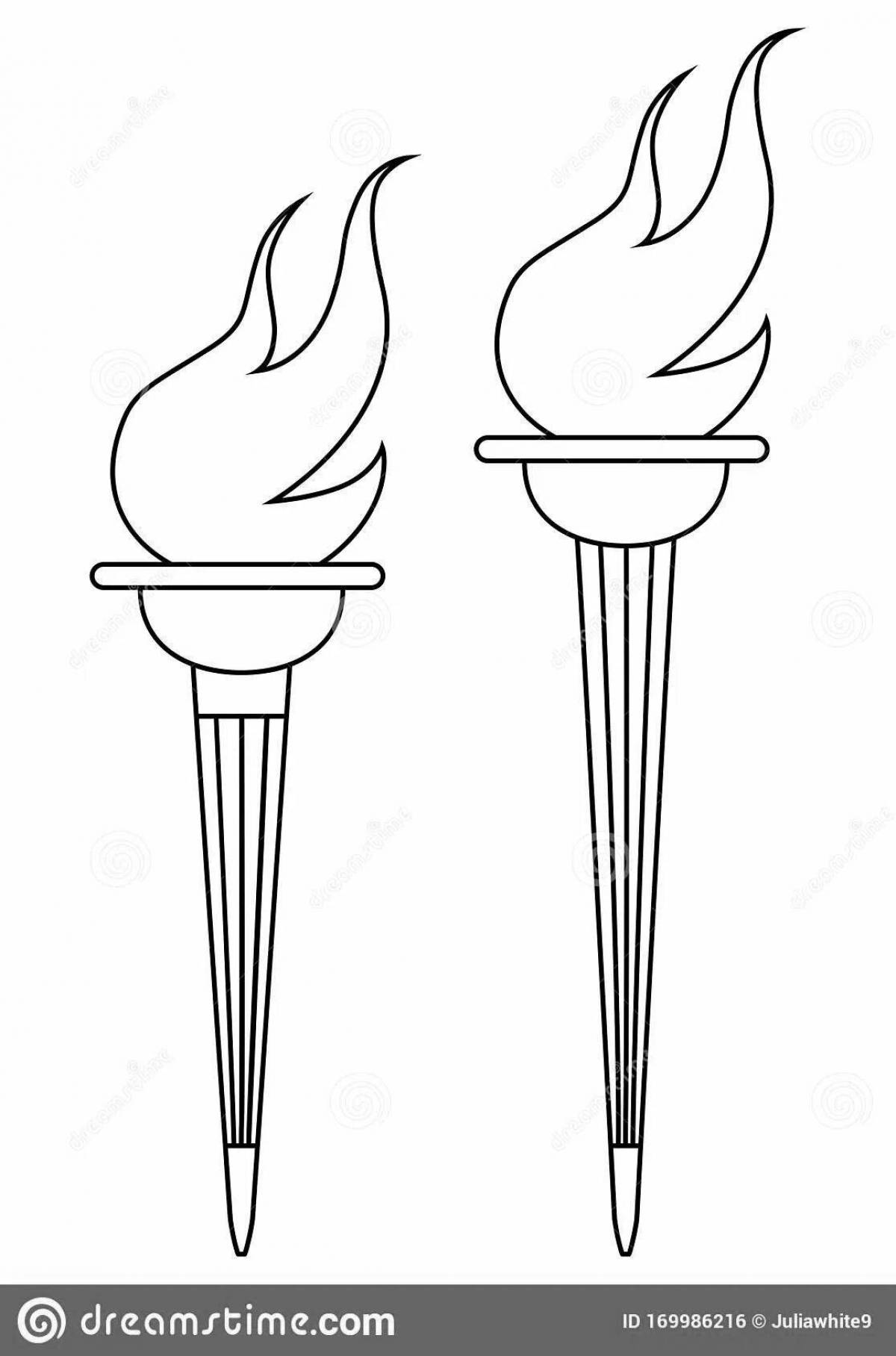 Large olympic torch coloring page