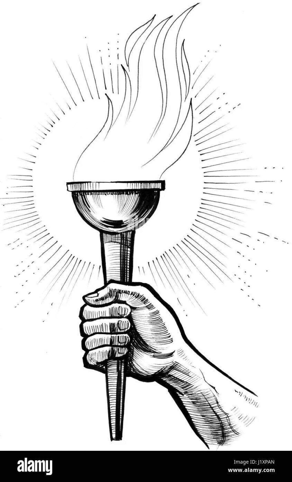 Impeccable olympic torch coloring page