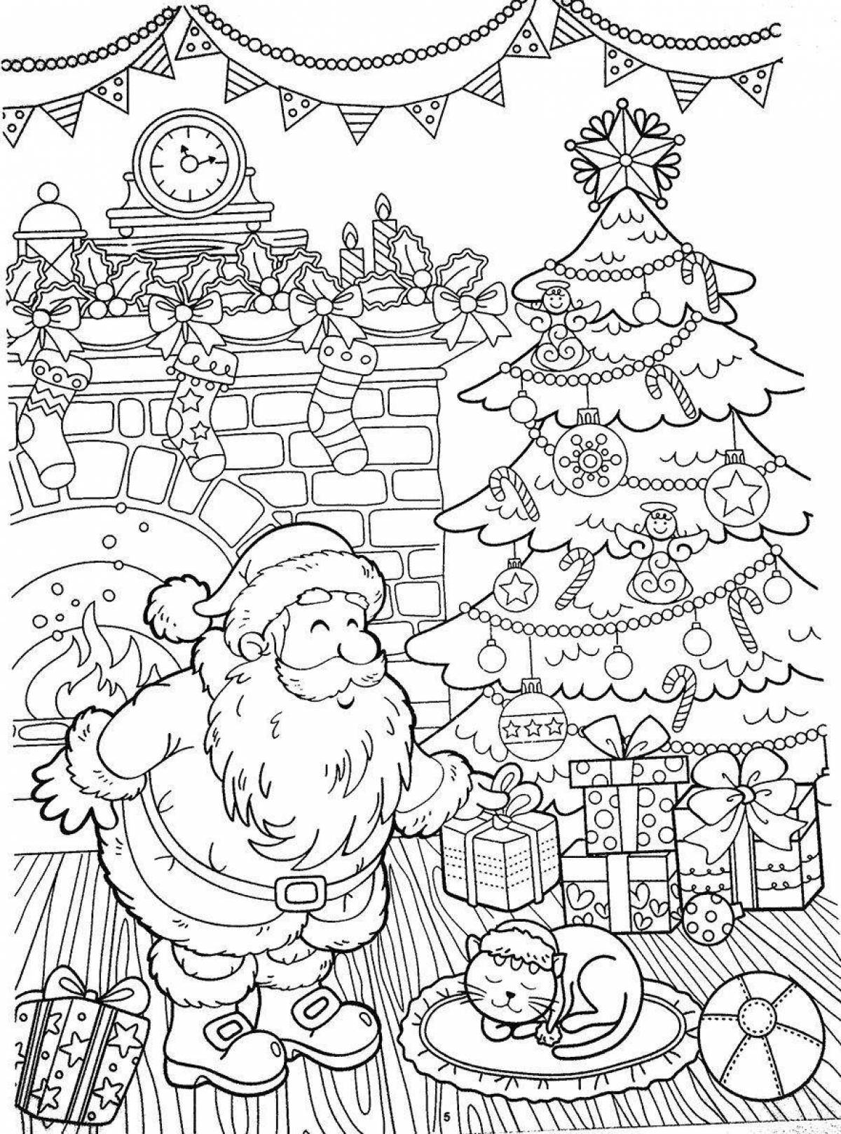 Coloring book luxury Kremlin Christmas tree