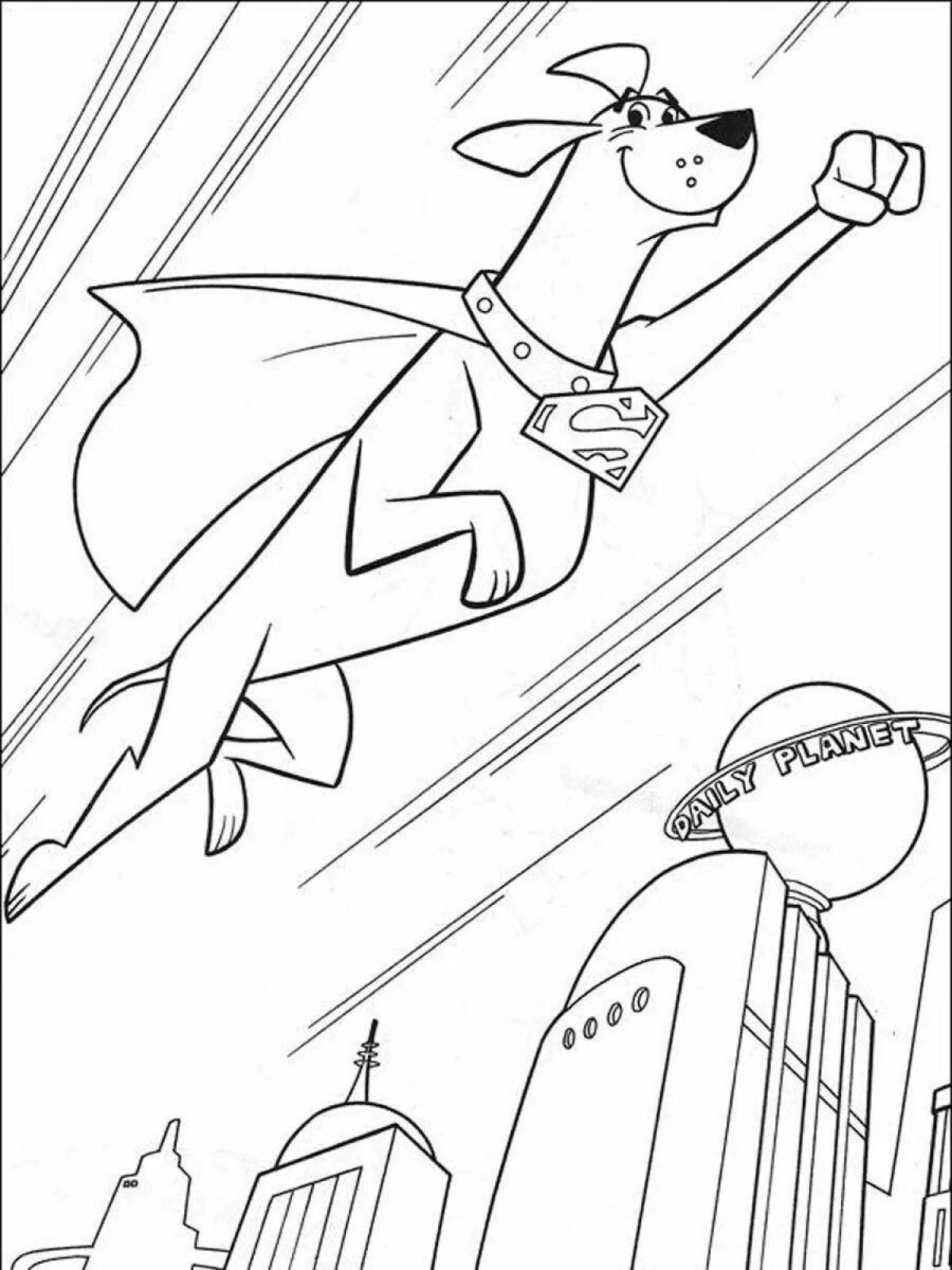 Coloring page powerful superhero dog