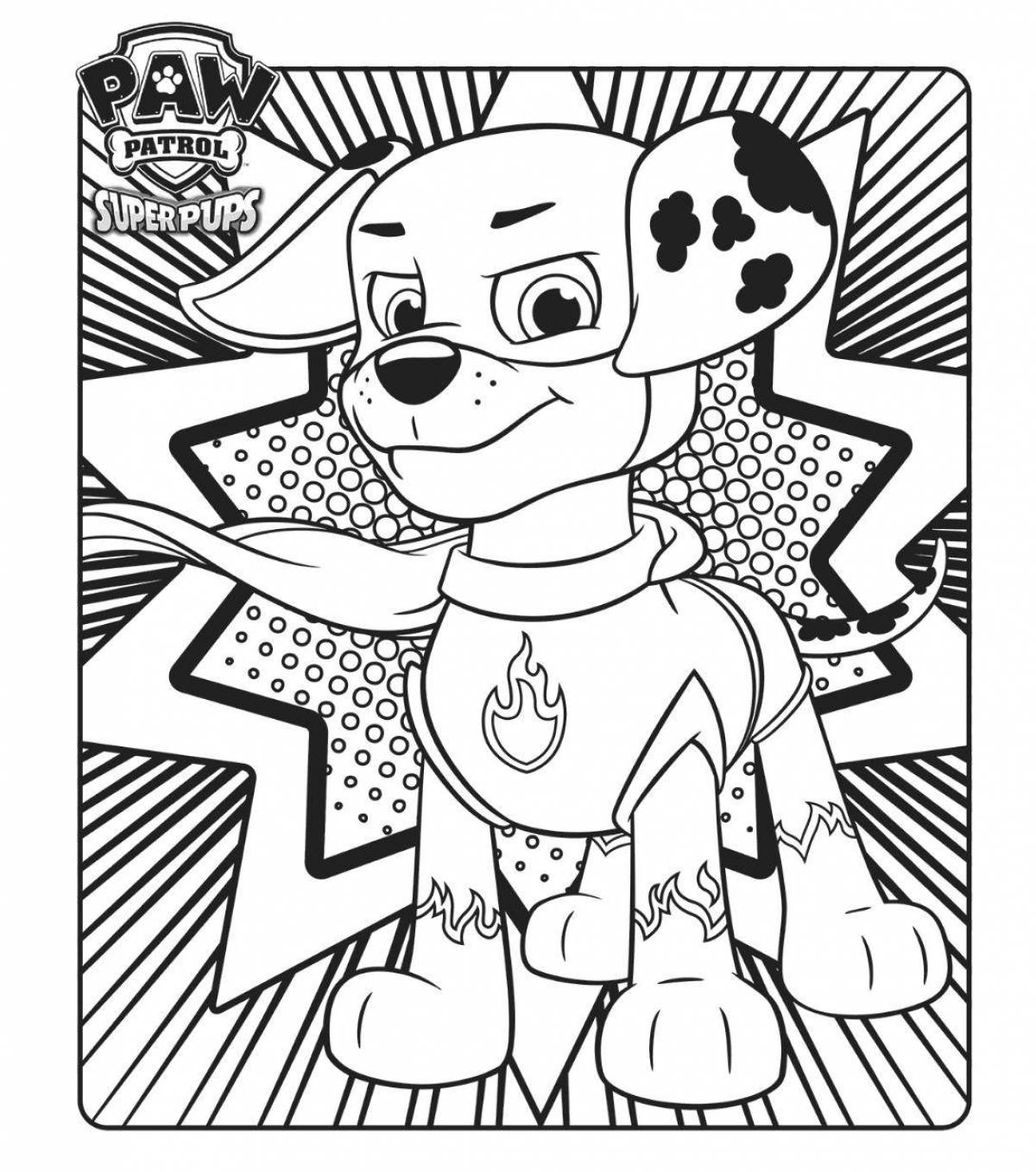 Coloring page dazzling superhero dog