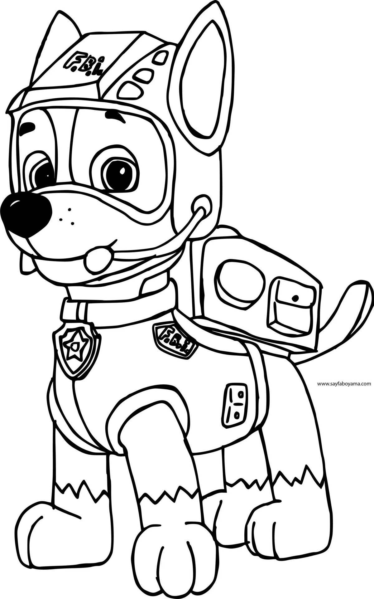 Coloring book bright superhero dog