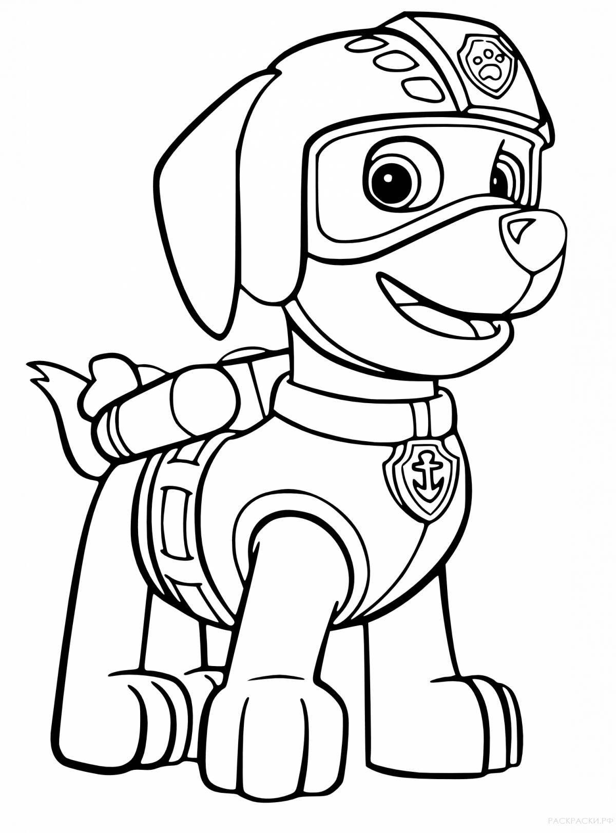 Раскраска сияющая собака-супергерой