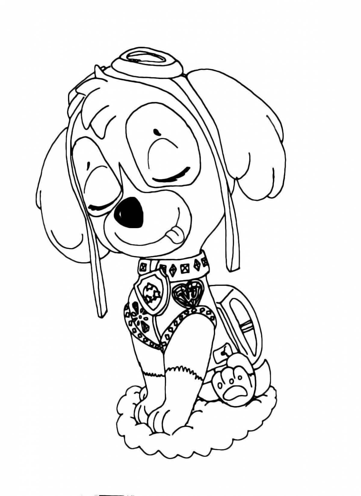 Adorable superhero dog coloring page