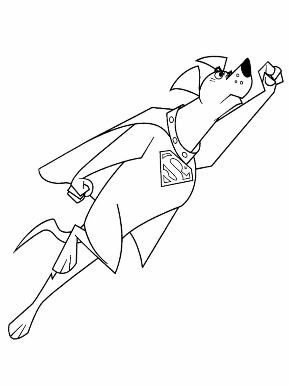 Coloring book witty superhero dog