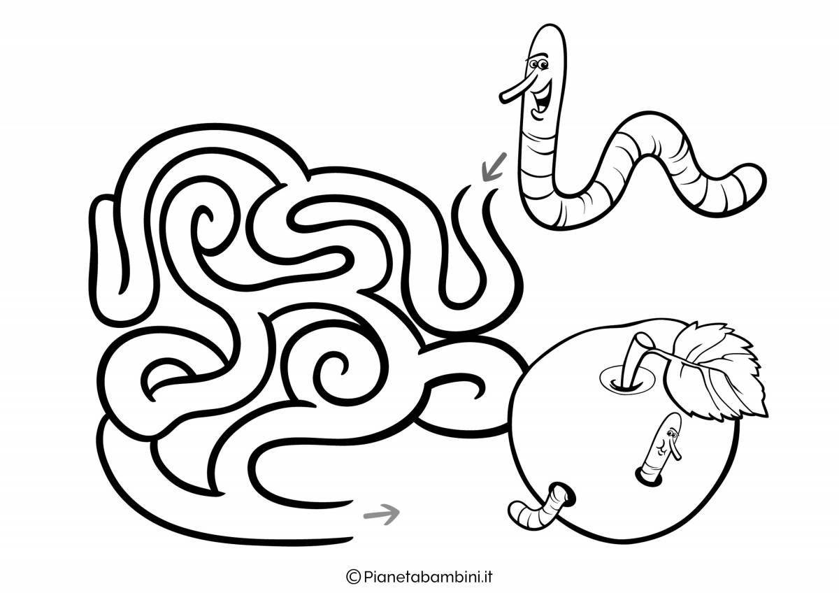 Раскраска радостный мостовой червь