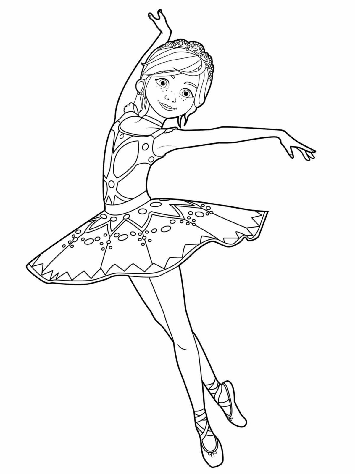 Coloring page joyful ballerina