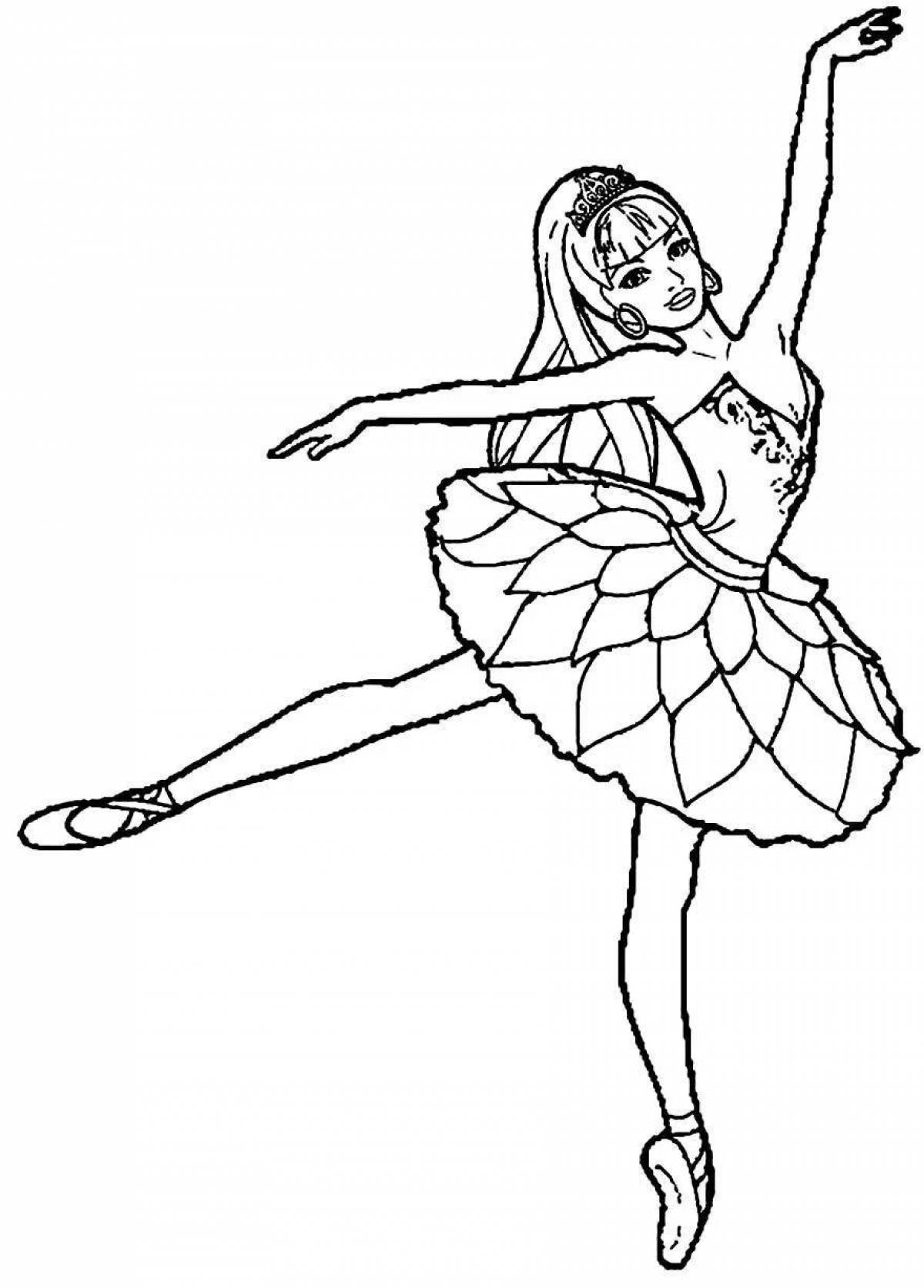 Colorful ballerina coloring page