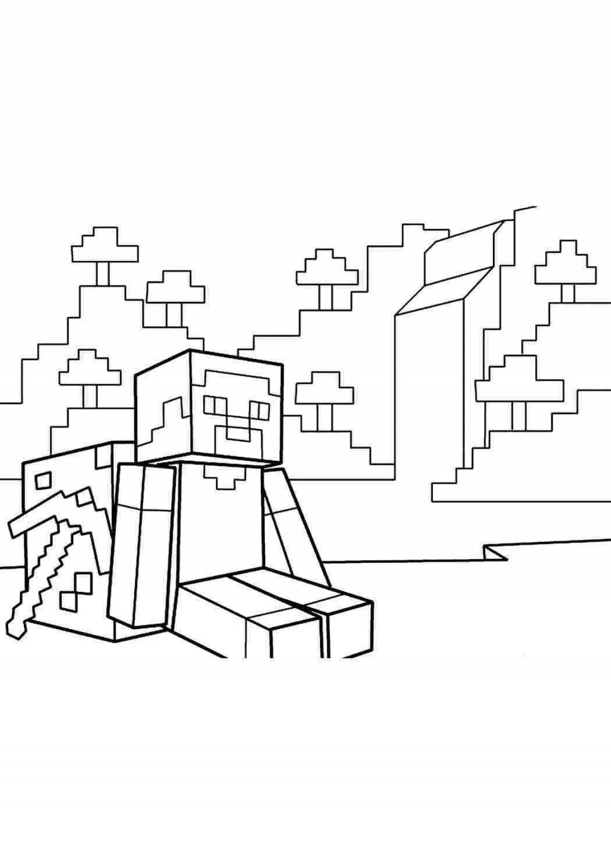 Funny minecraft cover coloring page