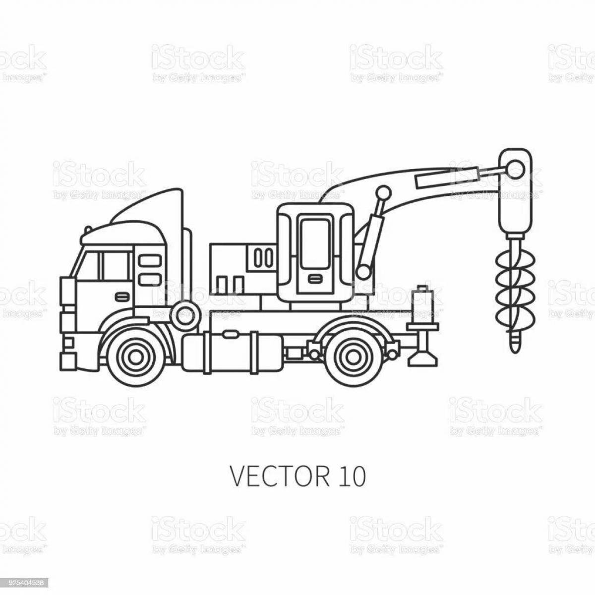 Playful drill press coloring page