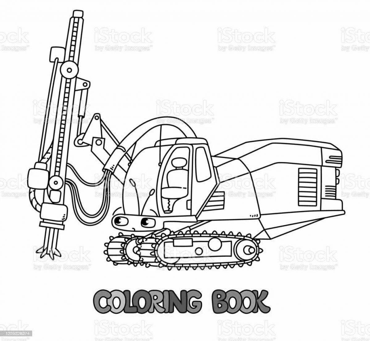 Coloring book humorous drilling machine