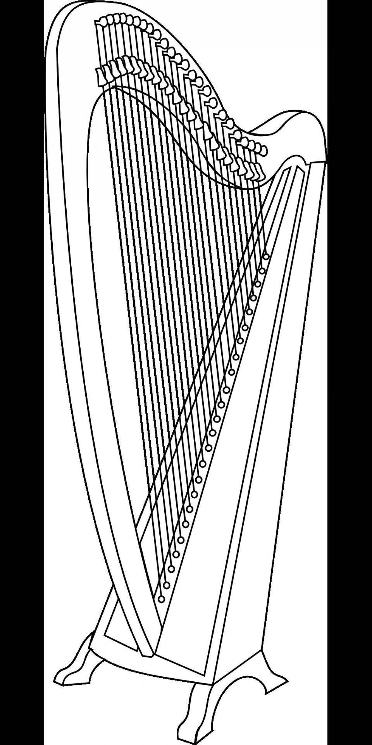 Drawing of a serene harp