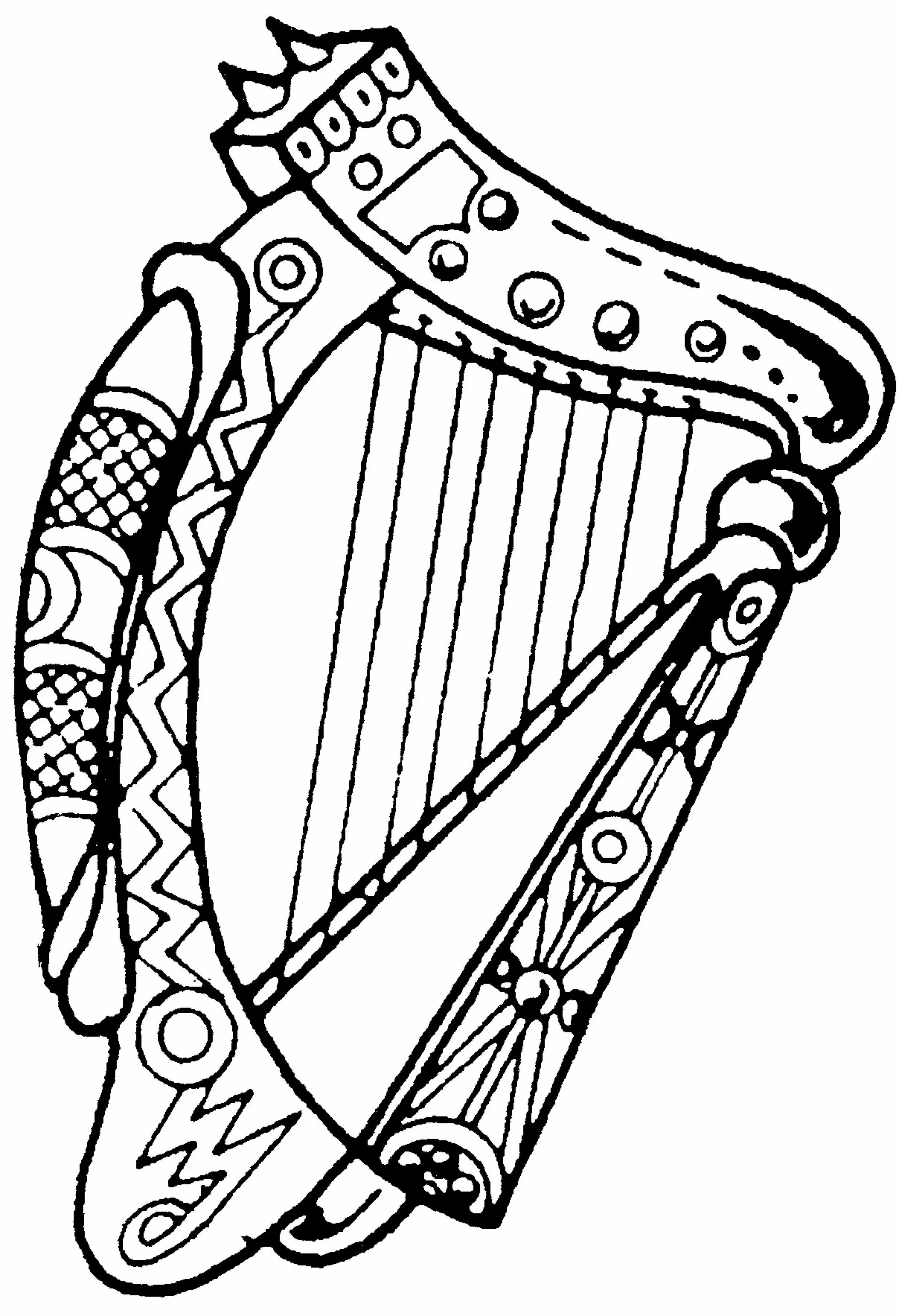 Drawing of musical harp