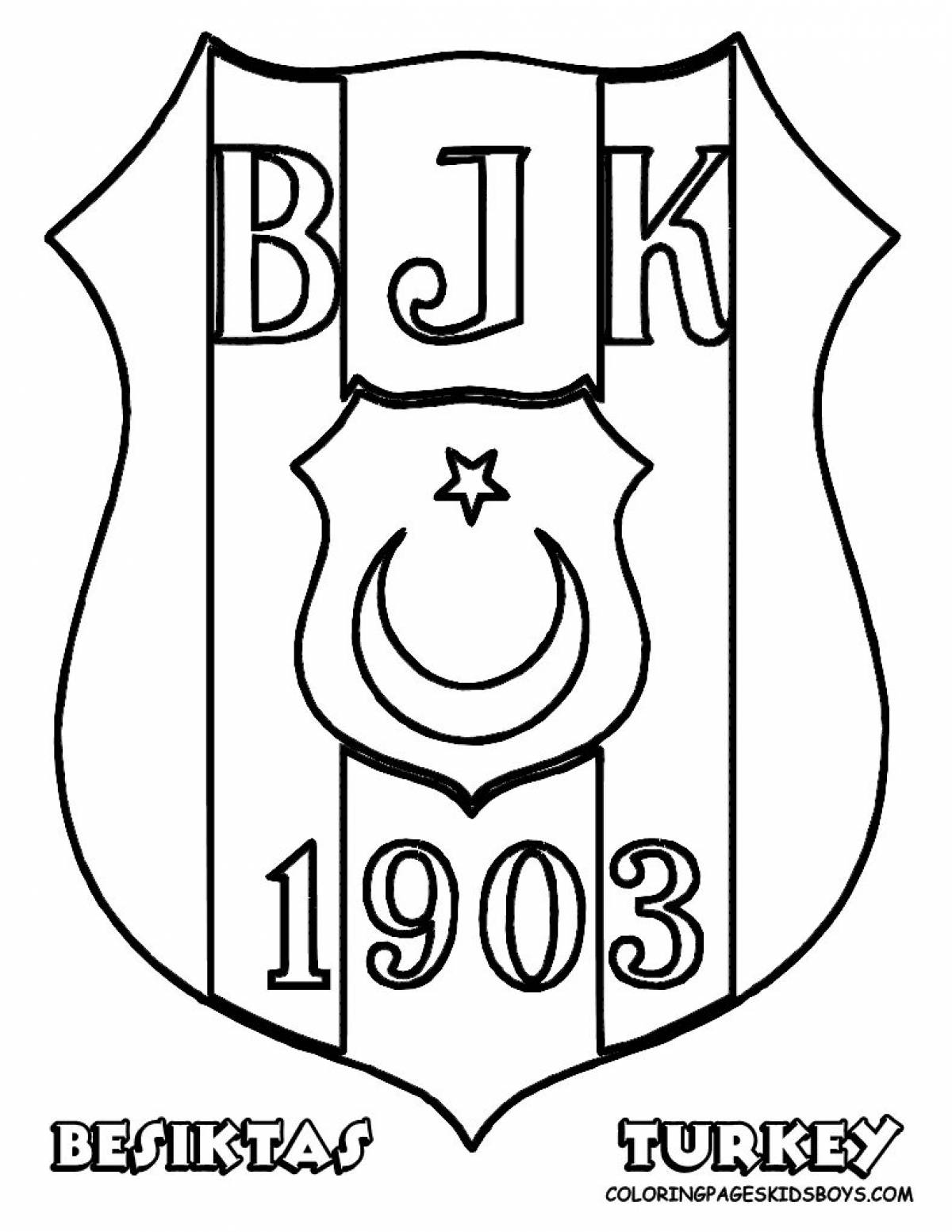 Coloring book with Barcelona logo in bright colors