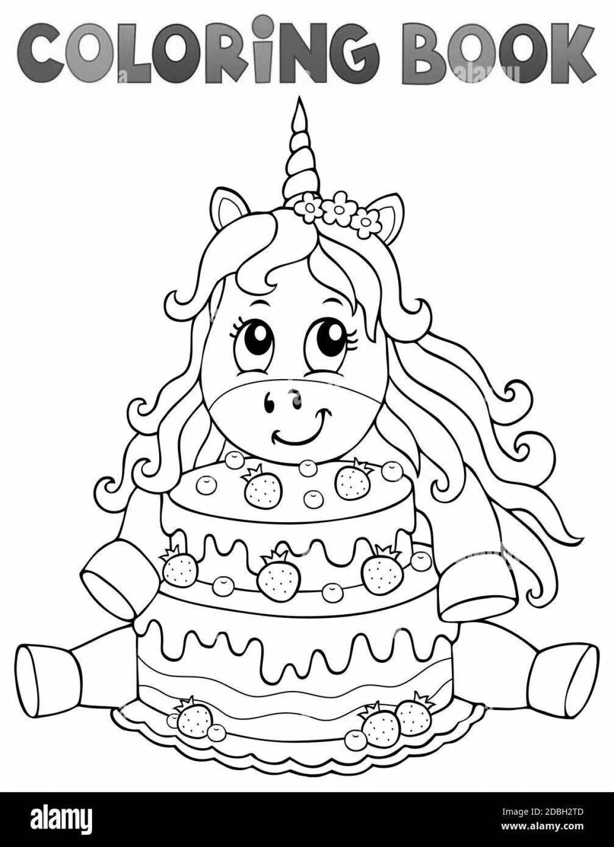 Amazing unicorn cake coloring book