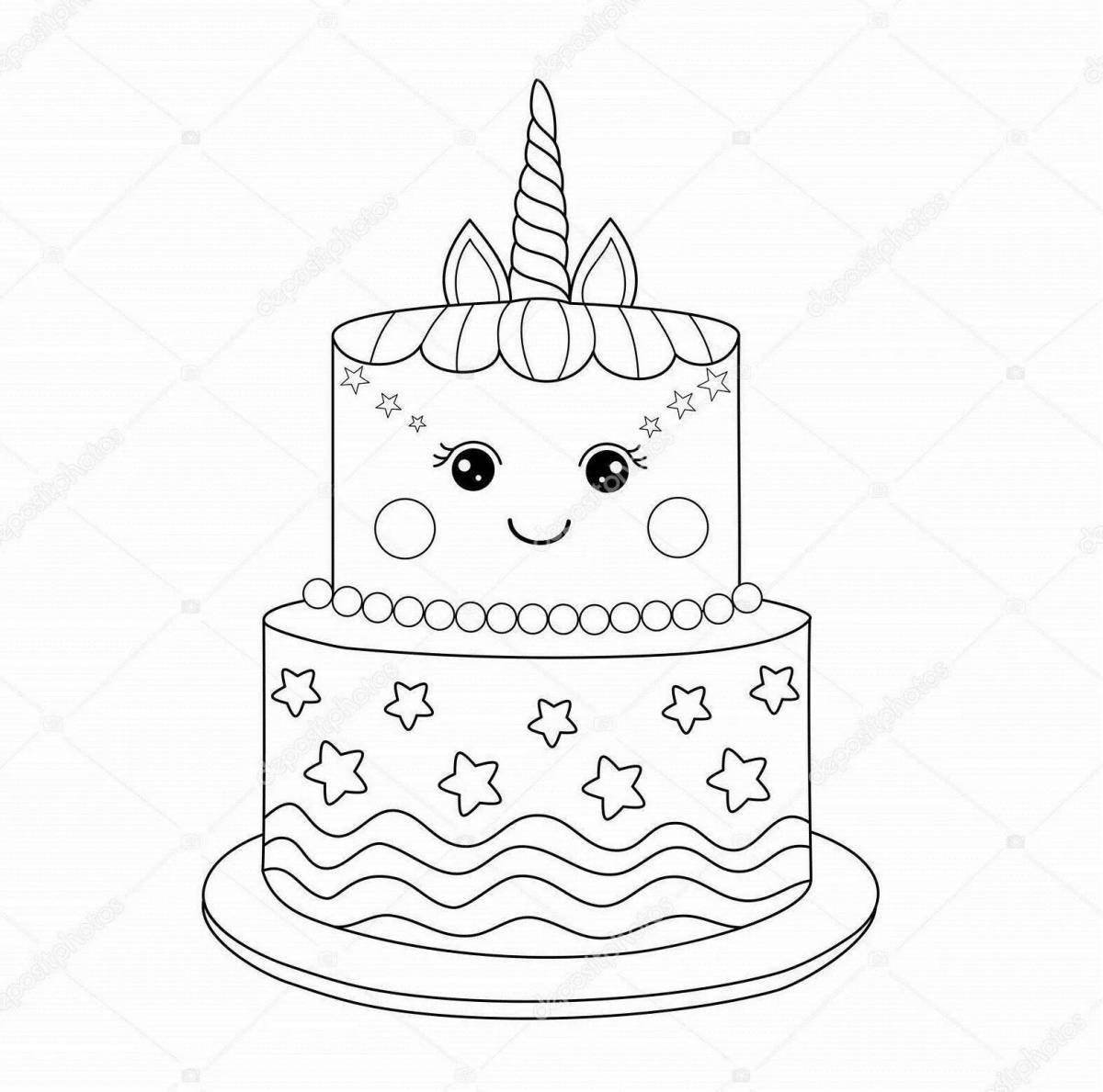 Amazing unicorn cake coloring book