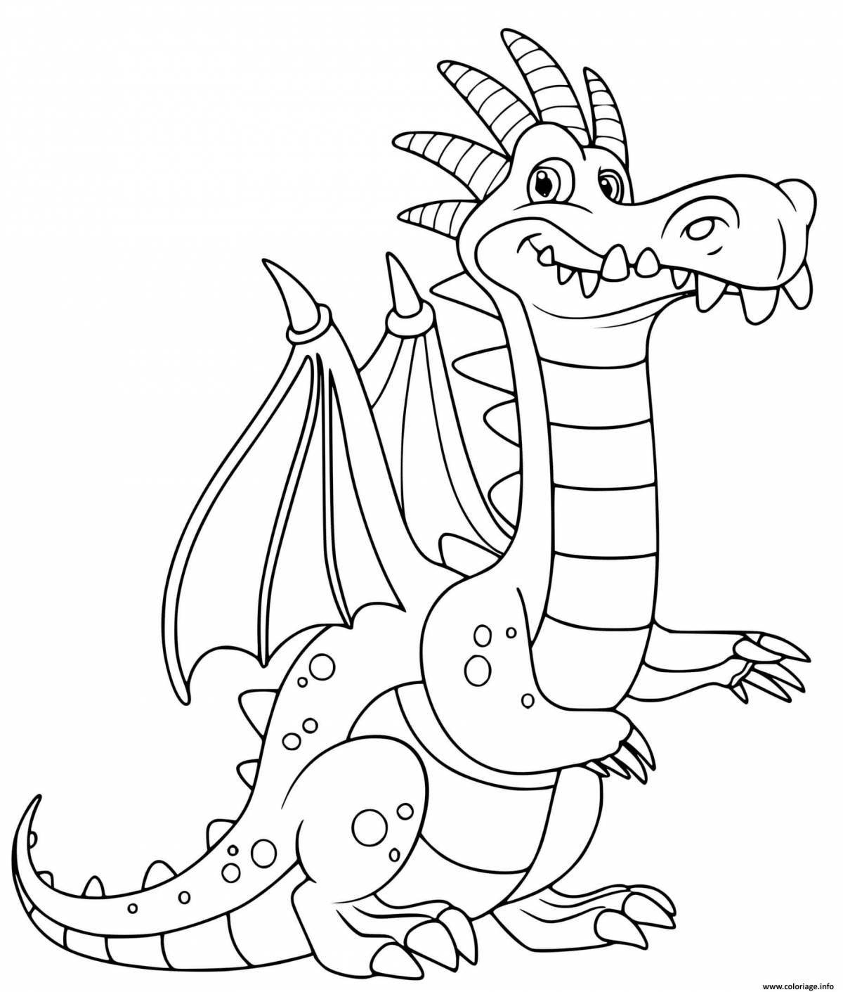 Colorful penguin dragon coloring page