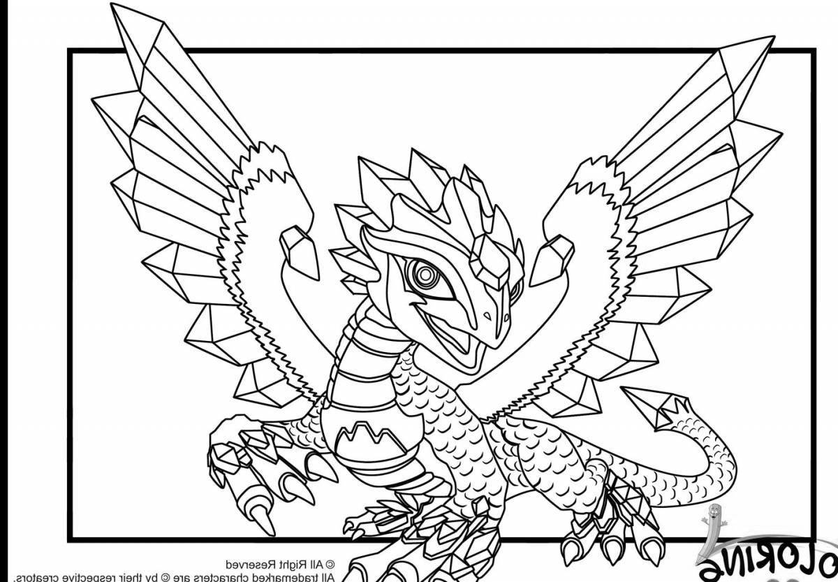 Exotic dragon penguin coloring page