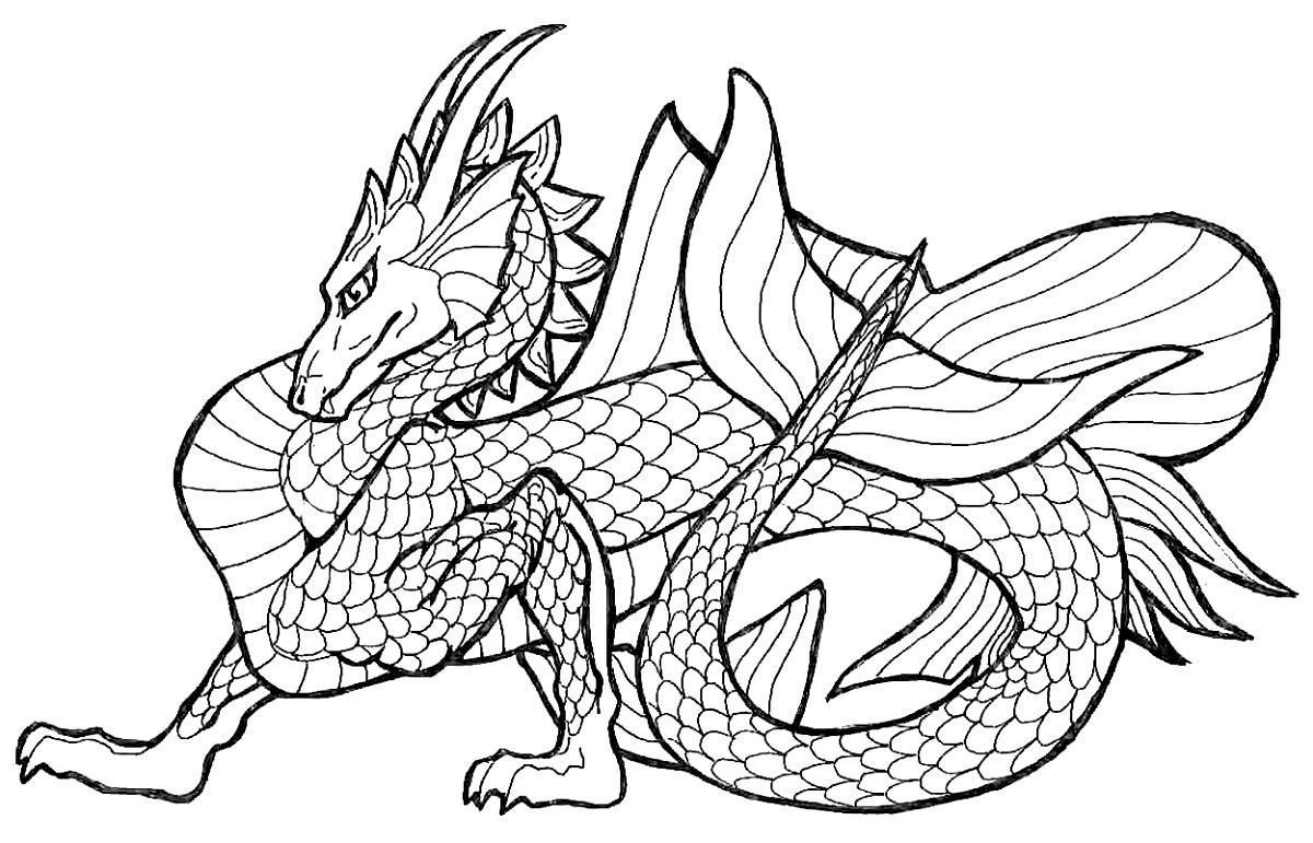 Penguin Dragon Scenic Coloring Page