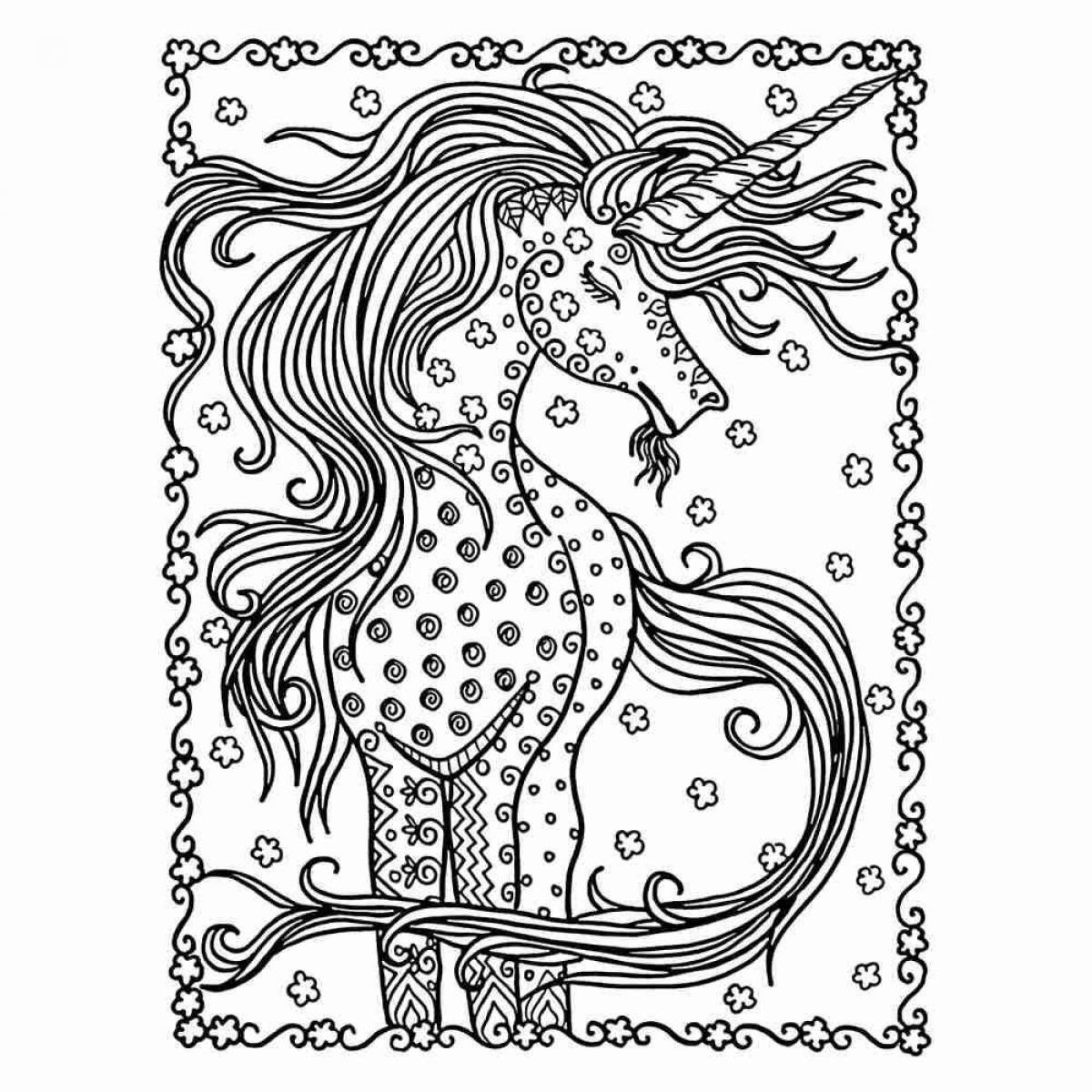 Lovely coloring piggy bank unicorn