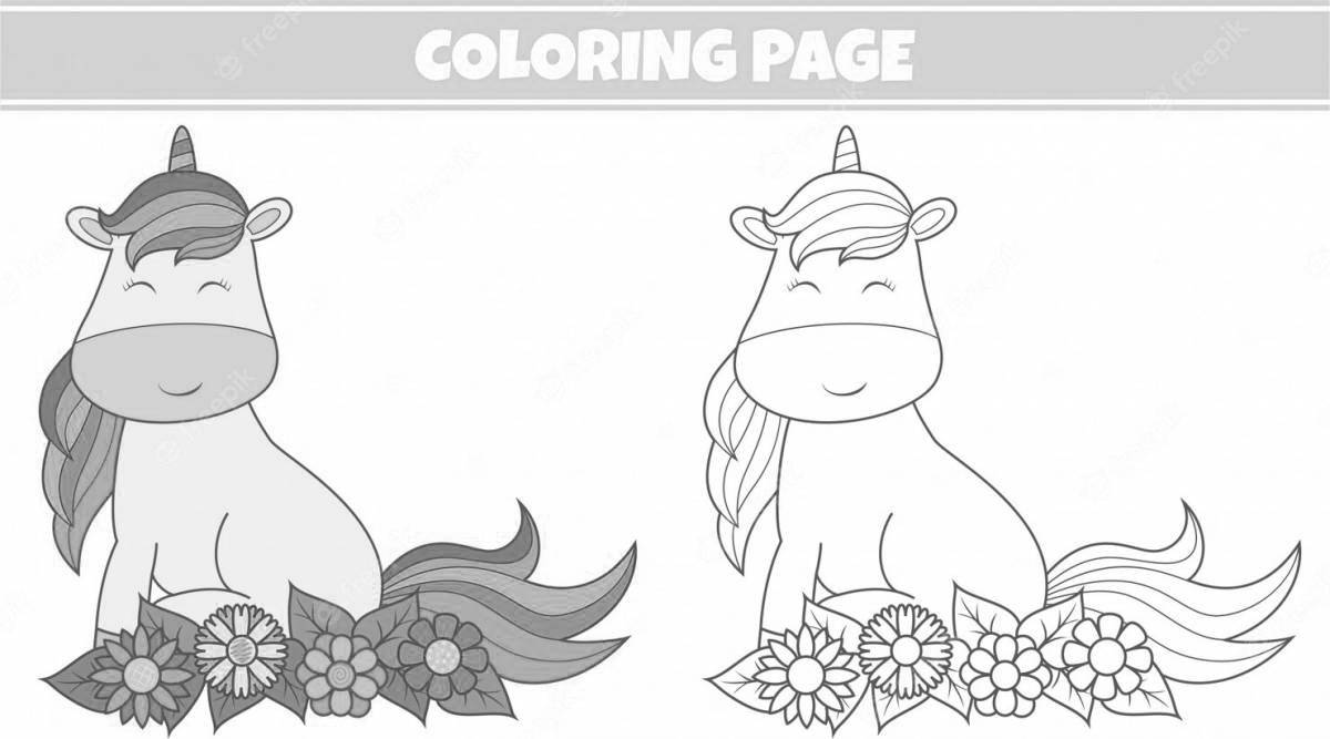 Humorous coloring piggy bank unicorn