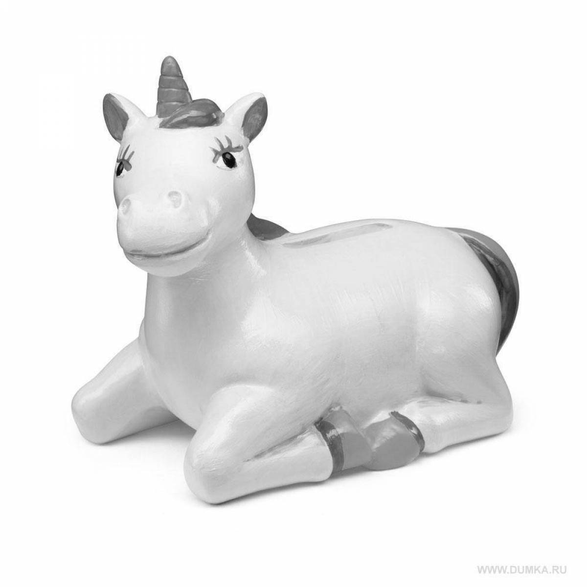 Playtime coloring page piggy bank unicorn