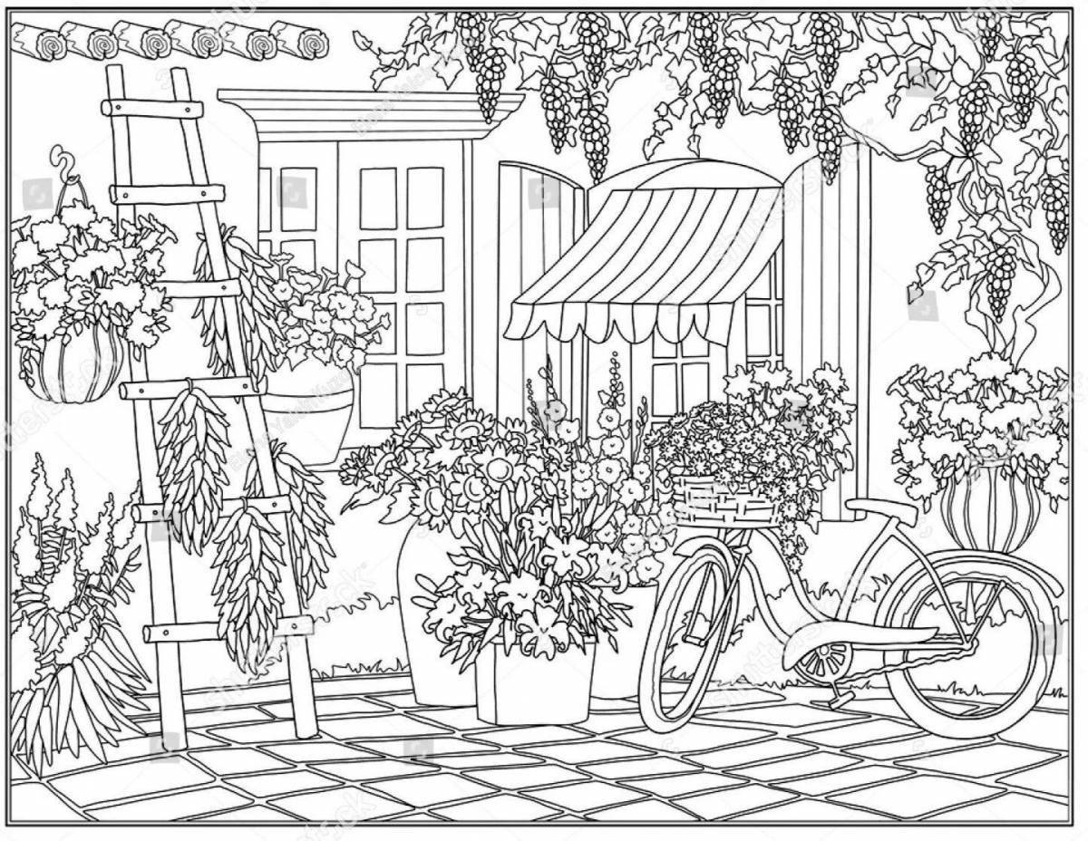 Delightful flower garden coloring book