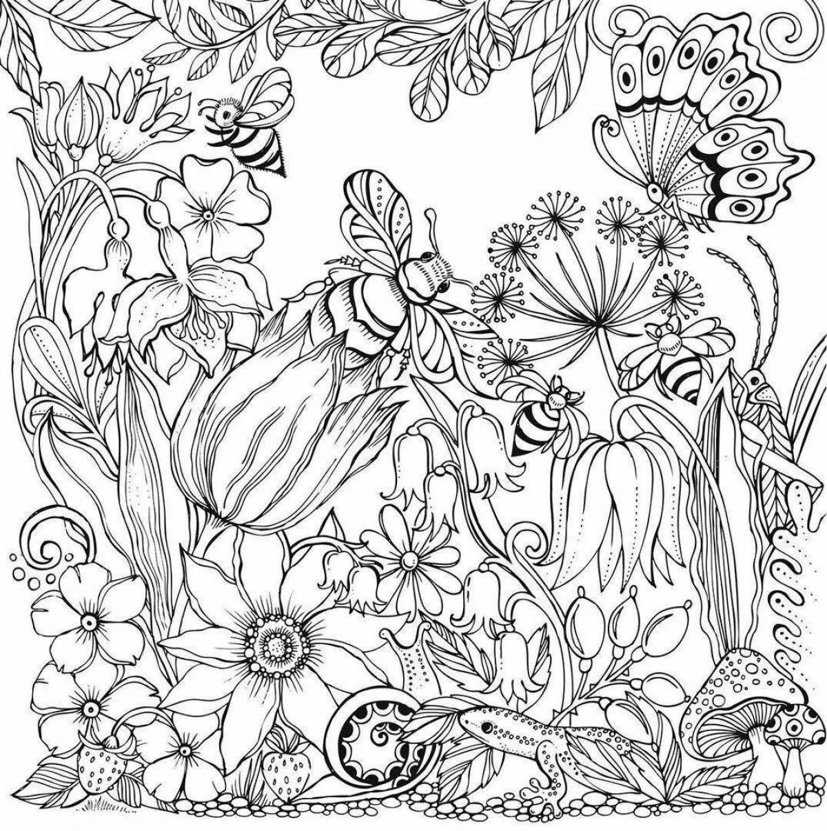 Exquisite flower garden coloring book