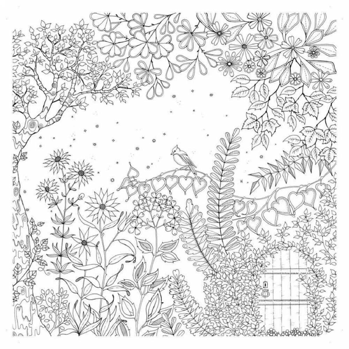 Coloring page joyful flower garden