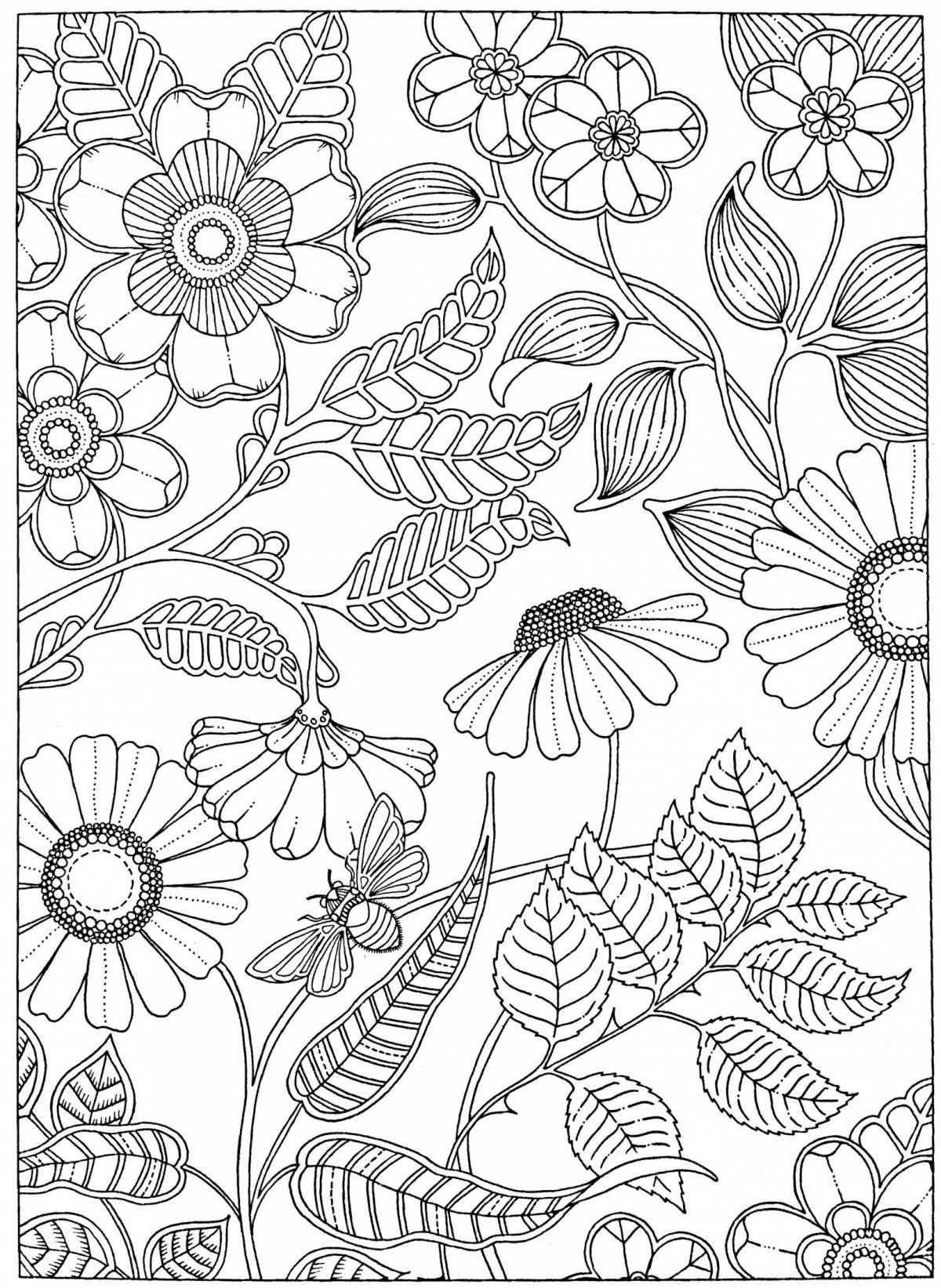 Coloring page charming flower garden