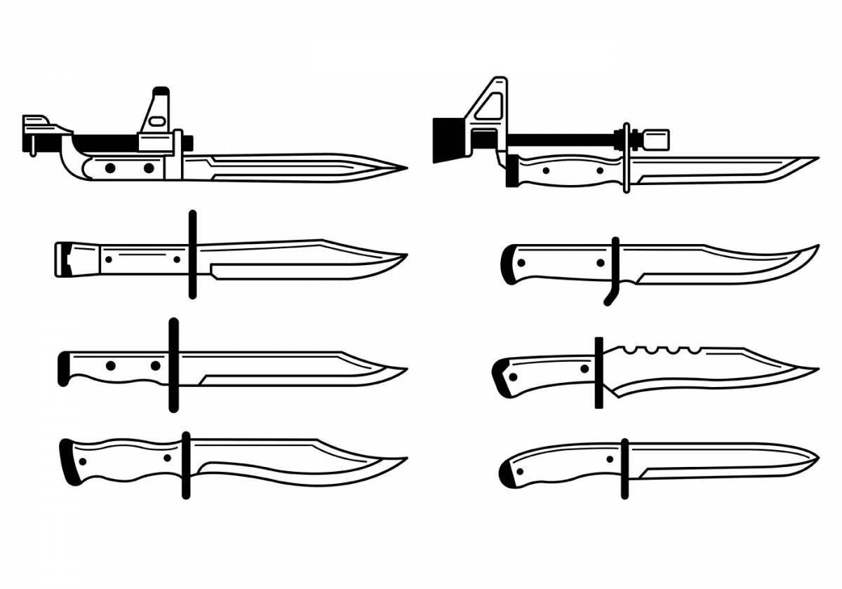 Detailed coloring page of the standoff knives