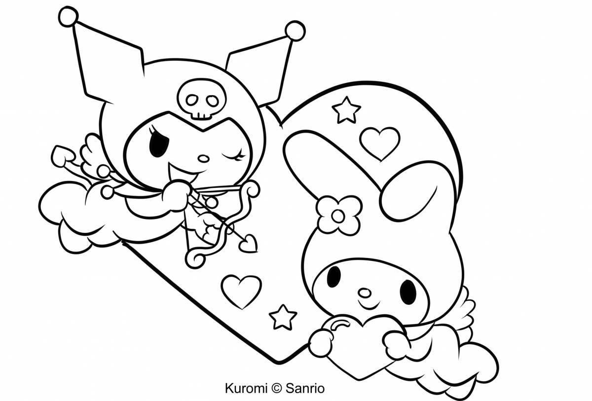 Colorful Kuromi melody coloring page