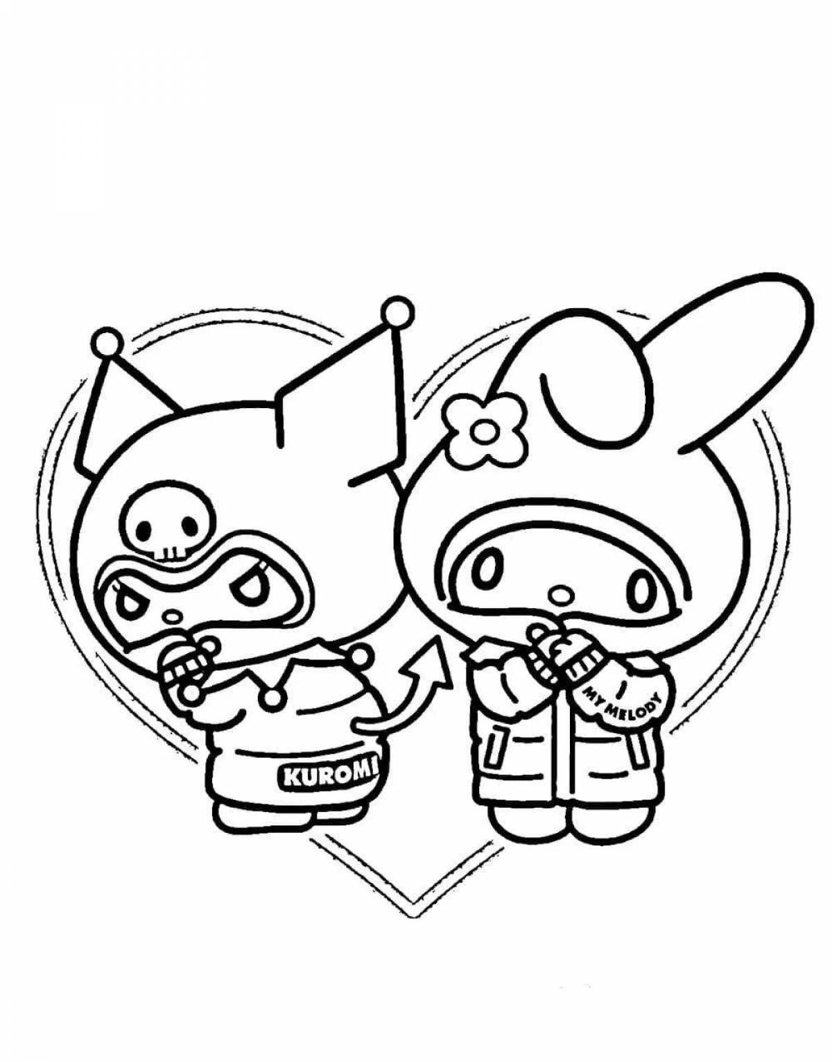 Kuromi happy melody coloring page