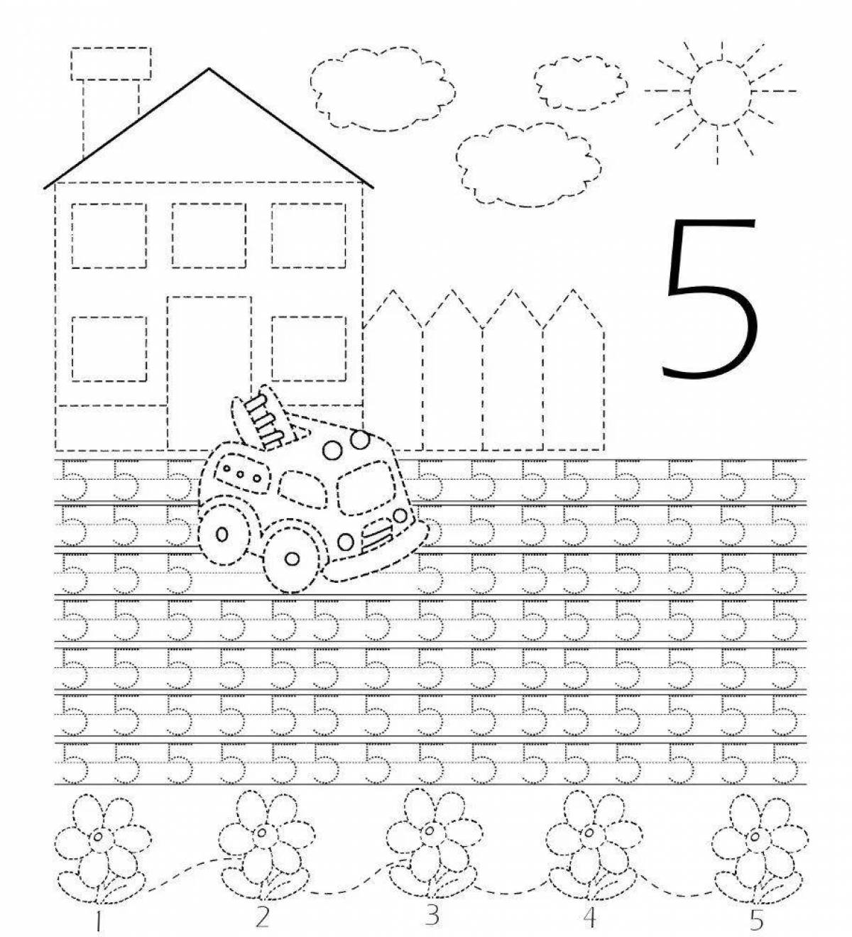 Colorful coloring page with gorgeous numbers