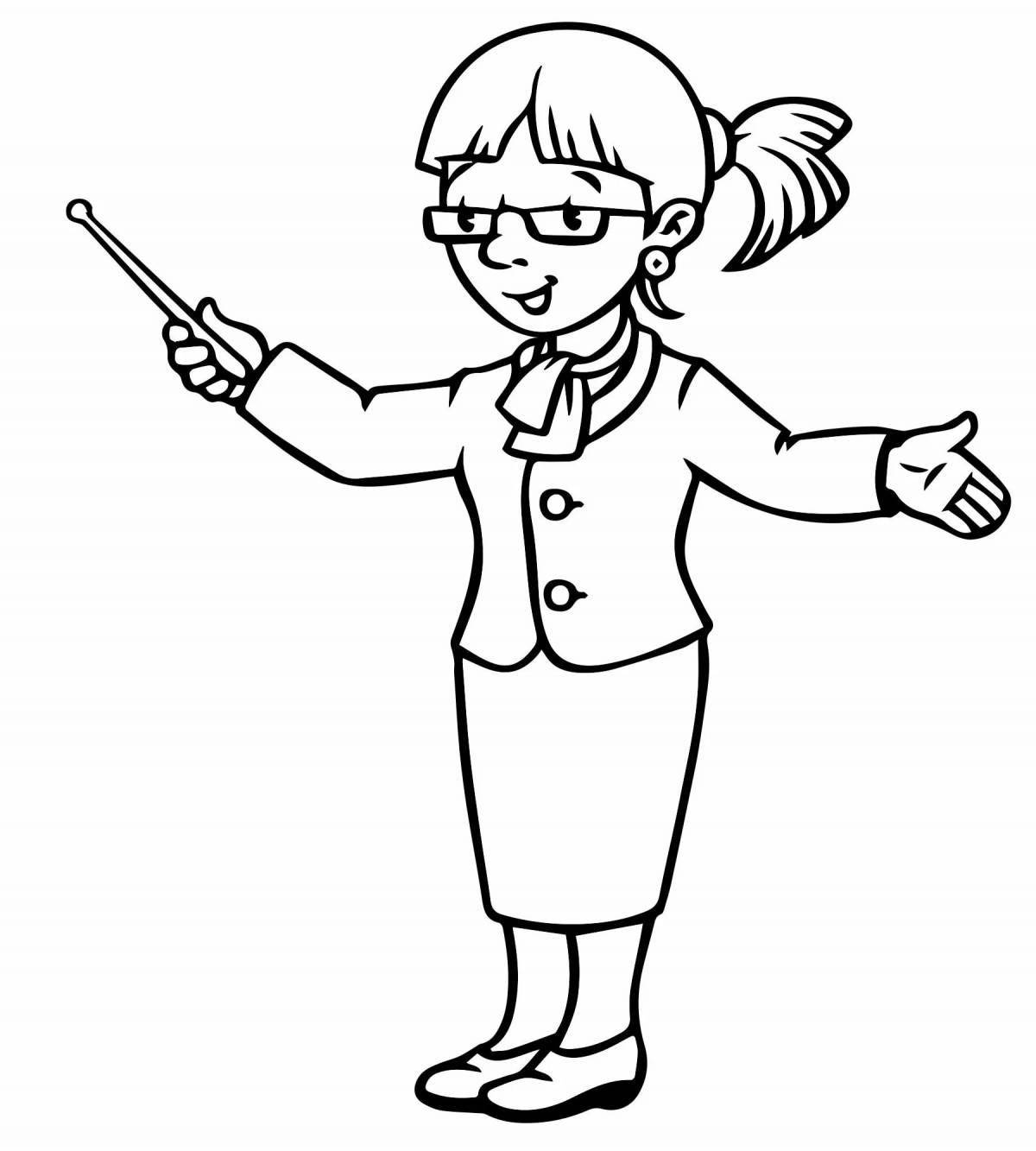 Teacher's colorful drawing coloring page