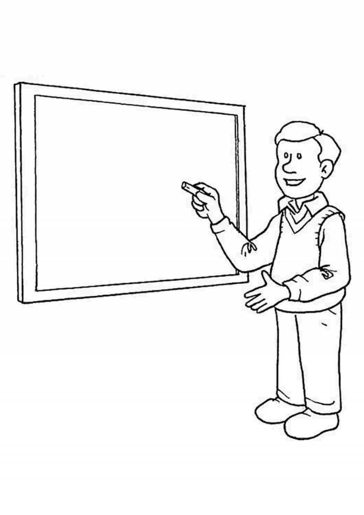 Color-bright teacher drawing coloring page