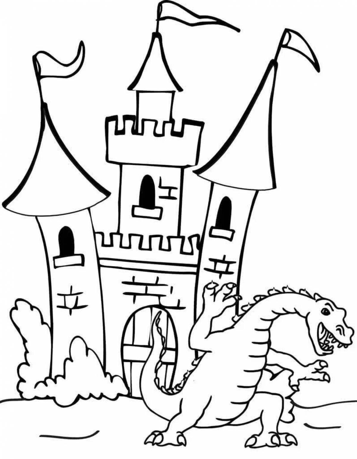 Coloring book nice fairytale castle