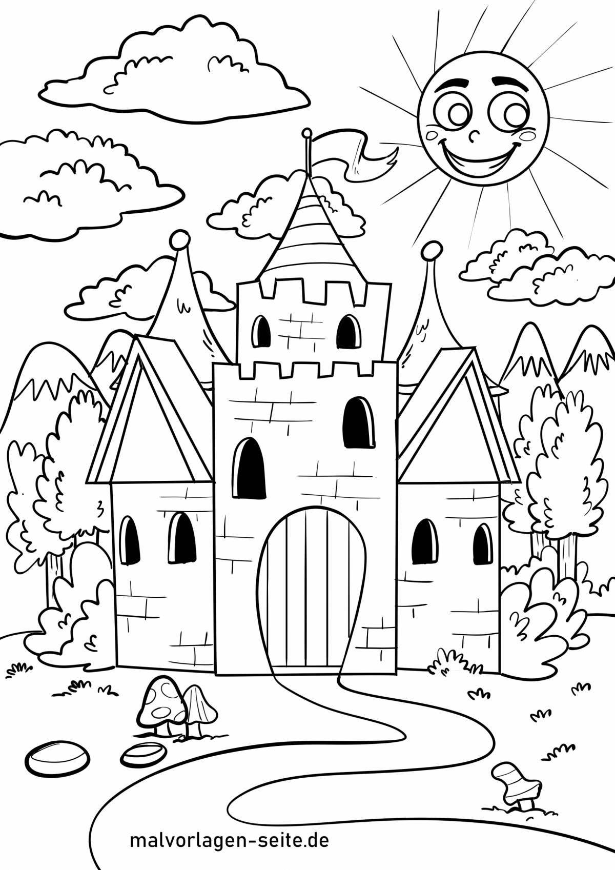 Royal fairytale castle coloring page