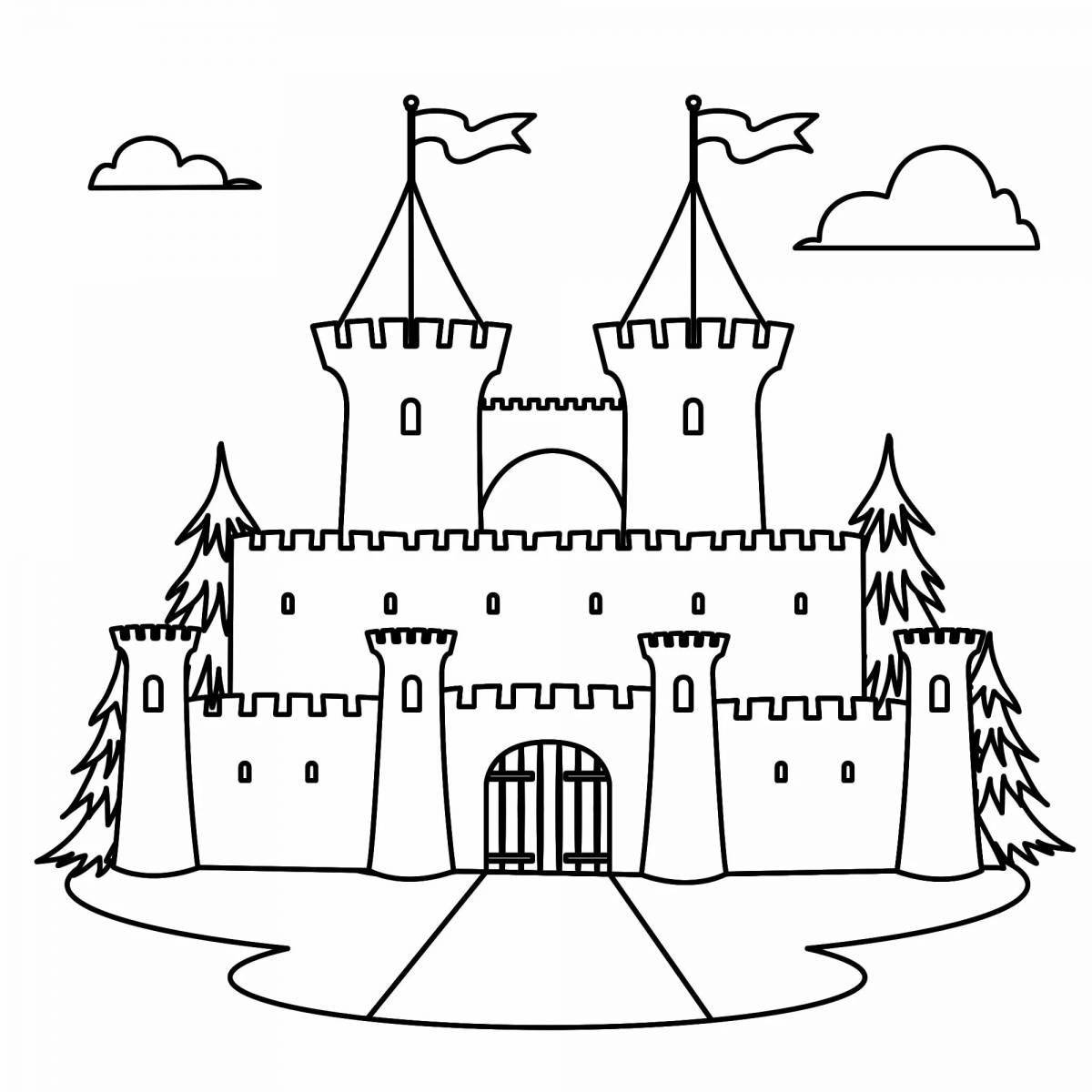 Coloring book elegant fairytale castle