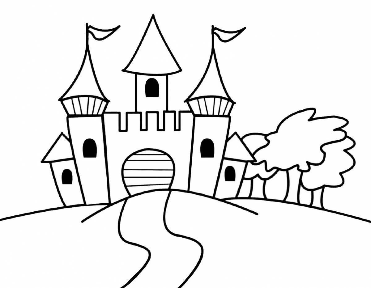 Coloring book luxury fairytale castle