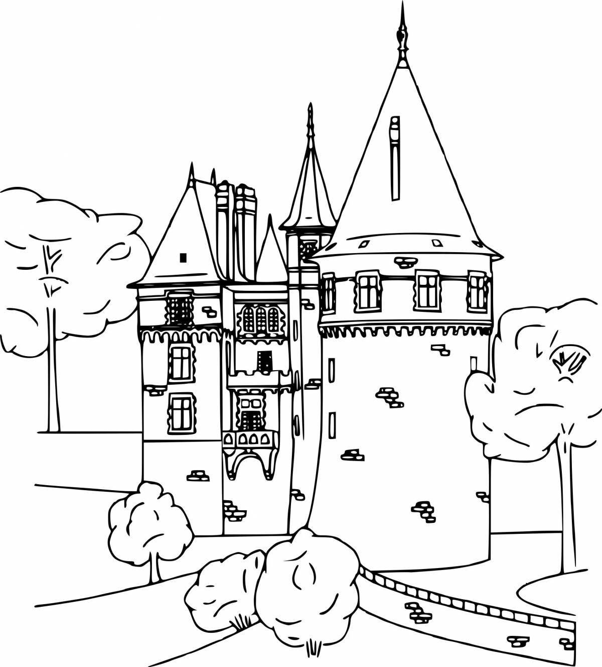 Coloring book grandiose fairytale castle
