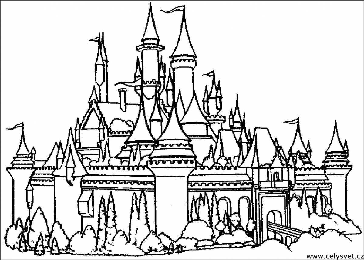 Coloring book fairy tale castle