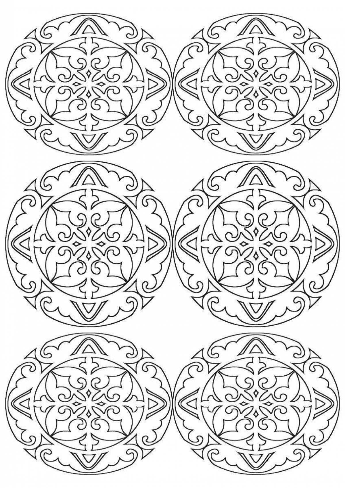 Coloring book abstract Chuvash patterns